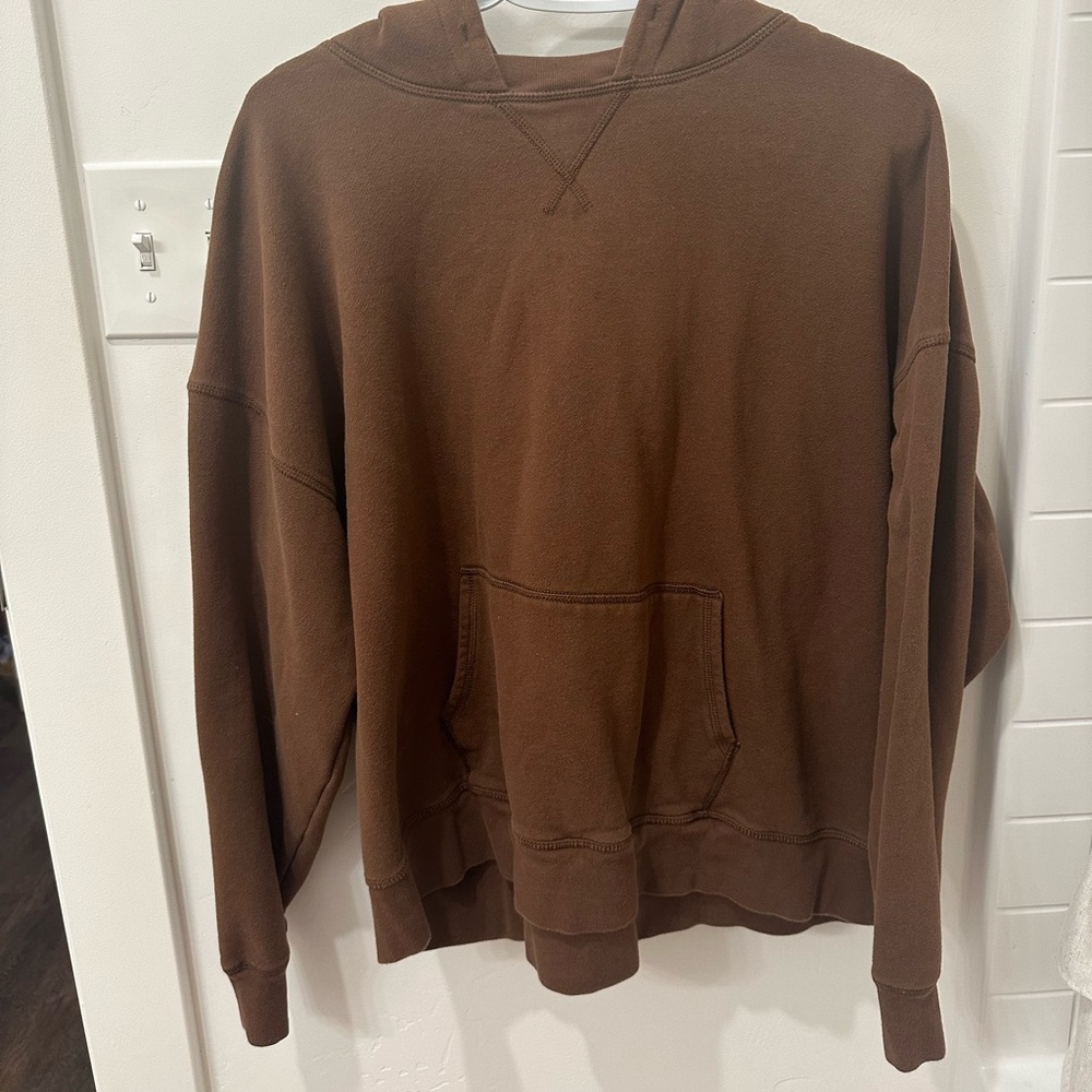 Brown American Eagle Slightly Cropped Hoodie